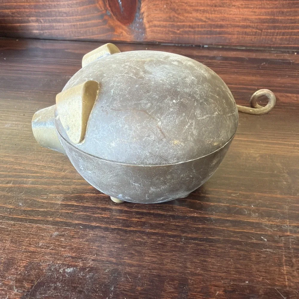 Brass Pig Trinket Dish With Lid Decor